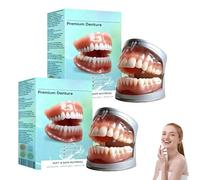 Sepremium Full Set Dentures, New Generation Flexible Full Denture Solution, Silicone Reline Denture Set, For Men and Women Ideal, Soft and Comfortable (2pcs)