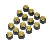 Seprendi 15Pcs Guitar AMP Amplifier Push on Fit Knobs Black with Gold Aluminum Cap Top Fits 6Mm Diameter Pots Amplifiers