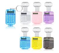 Seprendi 24 Pcs Mini Calculator Key Ring for Kids Mini Clear Flip Portable Calculator 8 Digit Electronic Calculator