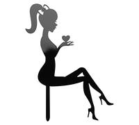 Seprendi 6PCS High Heels Woman Silhouette Pattern Girl Birthday Cake Decoration Cake Topper(Black)