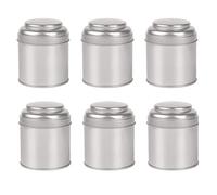Seprendi 6Pcs Tea Tins Canister Mini Tea Tins Canister with Airtight Double Lids,Mini Tin Can Box and Small Round Kitchen Canisters for Tea (Silver)