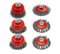 Seprendi Wire Wheel for 4 1/2 Angle Grinder,4Inch Knotted Coarse Crimped Wire Wheels,3 Inch Knotted Coarse Crimped Wire Cup Brush
