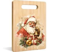 Seprhn Vintage Santa Claus Christmas Cutting Chopping Board for Kitchen | Christmas Santa Kitchen Decor, Retro Rustic Xmas Pine Leaf Decorative Bamboo Cutting Boards