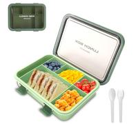 SEPSCO Lunch Box Bento Boxes, 6 Compartments 1500ml Large Capacity Reusable Leakproof BPA Free, Salad Snack Sandwich Food Storage Container with Cutlery for Kids Adult Work School Travel (Green)