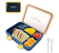SEPSCO Lunch Box Bento Boxes, 6 Compartments 1500ml Large Capacity, Reusable Leakproof, Salad Snack Sandwich Food Storage Container with Cutlery for Kids Adult Work School Travel (Blue Yellow)