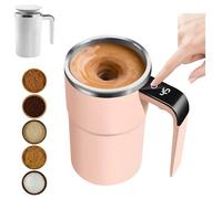 SEPSUMMER Electric Coffee Mug with a Built-In Lcd Thermometer, Self Stirring Mug, Self Stirring Coffee Mug, Suitable for Coffee, Milk, Cocoa and Other Beverages (Pink)