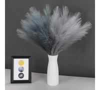 SeptCat 60 Pcs Pampas Grass Light Grey and Dark Grey Decor 21.7" Fluffy Faux Short Pampas Grass Artificial Small Pompas Grass Flower Vase Filler for Home Wedding Decoration