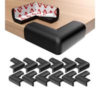 Septeamay 12 Pack Baby Self Adhesive Foam Corner Protectors for Kids, Shock Protection Child Lock for Table Edges and Sharp Places, Table Corner Protectors for Baby - Black