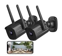 Septekon Security Camera Outdoor CCTV Camera 2 Pack, 2K Dual Antenna WiFi Home Surveillance Cameras with IP66 Waterproof, Night Vision, AI Motion Detection, 2-Way Audio, Black