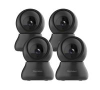 Septekon Security Cameras Indoor, 2K Wired Cameras for Home Security with Night Vision, 2-Way Audio, Motion Detection, Compatible with Alexa (4 Pack), Black