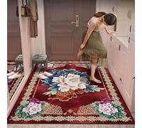 Septem Door Matts Indoor Red Retro Flower Home Deco Non-Slip Machine Washable Rug,Dog Door Mat,Super Absorbent Mat For Front Door,Back Door,Entry,Muddy Wet Shoes And Paws