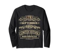 September 1952 73 Year Old Birthday Gifts for Men 73rd Bday Long Sleeve T-Shirt