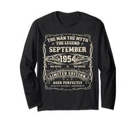 September 1954 71st Birthday Gifts for Men 71 Year Old Bday Long Sleeve T-Shirt