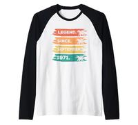 September 1971 54th Birthday Decorations Vintage 54 Birthday Raglan Baseball Tee