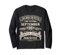 September 1981 44th Birthday 44 Year Old Bday Gifts for Men Long Sleeve T-Shirt