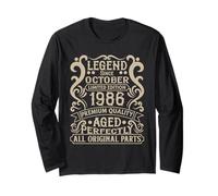 September 1986 39th Birthday Decorations Vintage 39 Birthday Long Sleeve T-Shirt