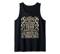 September 1988 37th Birthday Decorations Vintage 37 Birthday Tank Top