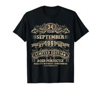 September 1991 34 Year Old Birthday Gifts for Men 34th Bday T-Shirt