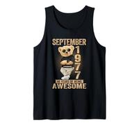 September 48th Birthday Men Women 1977 Awesome Teddy Bear Tank Top