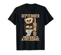 September 77th Birthday Men Women 1948 Awesome Teddy Bear T-Shirt