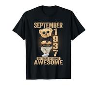 September 88th Birthday Men Women 1937 Awesome Teddy Bear T-Shirt