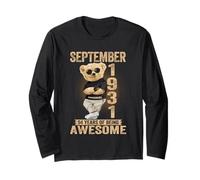 September 94th Birthday Men Women 1931 Awesome Teddy Bear Long Sleeve T-Shirt