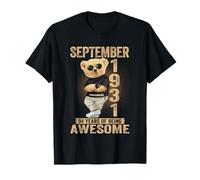 September 94th Birthday Men Women 1931 Awesome Teddy Bear T-Shirt