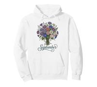 September Birth Flower Aster & Morning Glory Floral Birthday Pullover Hoodie