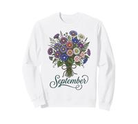 September Birth Flower Aster & Morning Glory Floral Birthday Sweatshirt