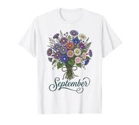 September Birth Flower Aster & Morning Glory Floral Birthday T-Shirt