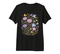 September Birth Flowers Aster Morning Glory Cottagecore Premium T-Shirt