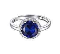 September Birthstone Rings for Women Birthday Wedding Jewelry 925 Sterling Silver Simulated Sapphire Ring Adjustable