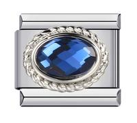 September Blue Sapphire Birthday Birth Stone Month Charm Silver Italian 9mm Link Stainless Steel Bracelet Charm Compatible With Nomination 9mm Bracelet