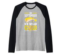 September Childhood Cancer Gold Ribbon Awareness Raglan Baseball Tee
