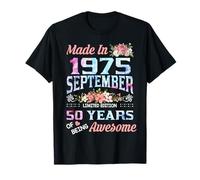 September Flower Made in 1975 50 Years of Being Awesome T-Shirt