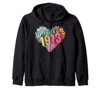SEPTEMBER GIRL 1973 Awesome Fabulous 52 Heart 52nd Birthday Zip Hoodie