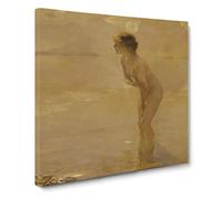 September Morn by Paul Chabas Classic Painting Canvas Wall Art Print Ready to Hang, Framed Picture for Living Room Bedroom Home Office Décor, 14x14 Inch (35x35 cm)