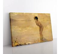 September Morn By Paul Chabas Classic Painting Canvas Wall Art Print Ready to Hang, Framed Picture for Living Room Bedroom Home Office Décor, 50x35 cm (20x14 Inch)