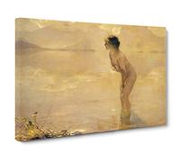 September Morn By Paul Chabas Classic Painting Canvas Wall Art Print Ready to Hang, Framed Picture for Living Room Bedroom Home Office Décor, 20x14 Inch (50x35 cm)