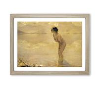 September Morn By Paul Chabas Classic Painting Framed Wall Art Print, Ready to Hang Picture for Living Room Bedroom Home Office Décor, Oak A3 (46 x 34 cm)