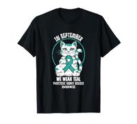 September - Polycystic Kidney Disease Awareness Cat Ribbon T-Shirt