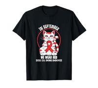 September- Sickle Cell Anemia Awareness Cat Supporter Ribbon T-Shirt