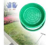 Septic Tank Round Covers and Frame Grass Top, Underground Drainage Invisible Cover with Hand Pull Holes & Hook, 40 50 60 70 80 90 100cm Resin Invisible Manhole Cover Frame~/