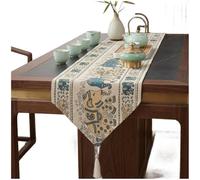 Septoolshop 1 Pc Chenille Table Runners, 35x150cm Fabric Contemporary Chinese Animal Pattern Jacquard Decorative Blue Table Runners for Dining Table Coffee Table Desk Entryway Easy Care