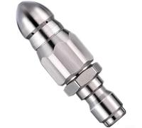 Septoolshop 5000 PSI Drain Jetter Hose Nozzle Stainless Steel 1 Forward 6 Rear Jets Rotating Spray Head for 1/4" Pressure Washer