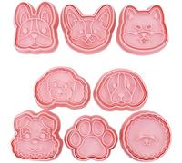 Septoolshop 8 Pcs Dog Shape Cookie Cutter Set, PP Biscuit Cutter Molds for Kitchen Baking, Easy to Clean Cookie Stamps for Fondant Sugar Craft Dessert Decoration