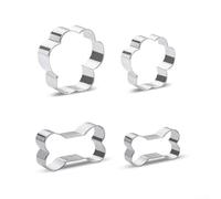 Septoolshop Dog Bone Cookie Cutter Set, Stainless Steel Biscuit Cutter Molds for Kitchen Baking, Easy to Clean Cookie Stamps for Fondant Sugar Craft Dessert Decoration