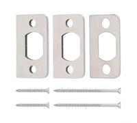 Septoolshop Stainless Steel Door Strike Plate Set Enhanced Security Extended Lip for Wooden and Frame Doors Fits Standard Tubular Latch Easy Installation Silver and Black(silver)