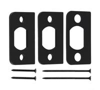 Septoolshop Stainless Steel Door Strike Plate Set Enhanced Security Extended Lip for Wooden and Frame Doors Fits Standard Tubular Latch Easy Installation Silver and Black(black)
