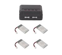 Septpenta 4Pcs 3.7V 2000mAh Rechargeable Lithium Polymer Battery and 1Pcs Battery Charger Compatible for KY601S H11D H11C RC Quadcopter, High Performance Portable RC Drone Battery